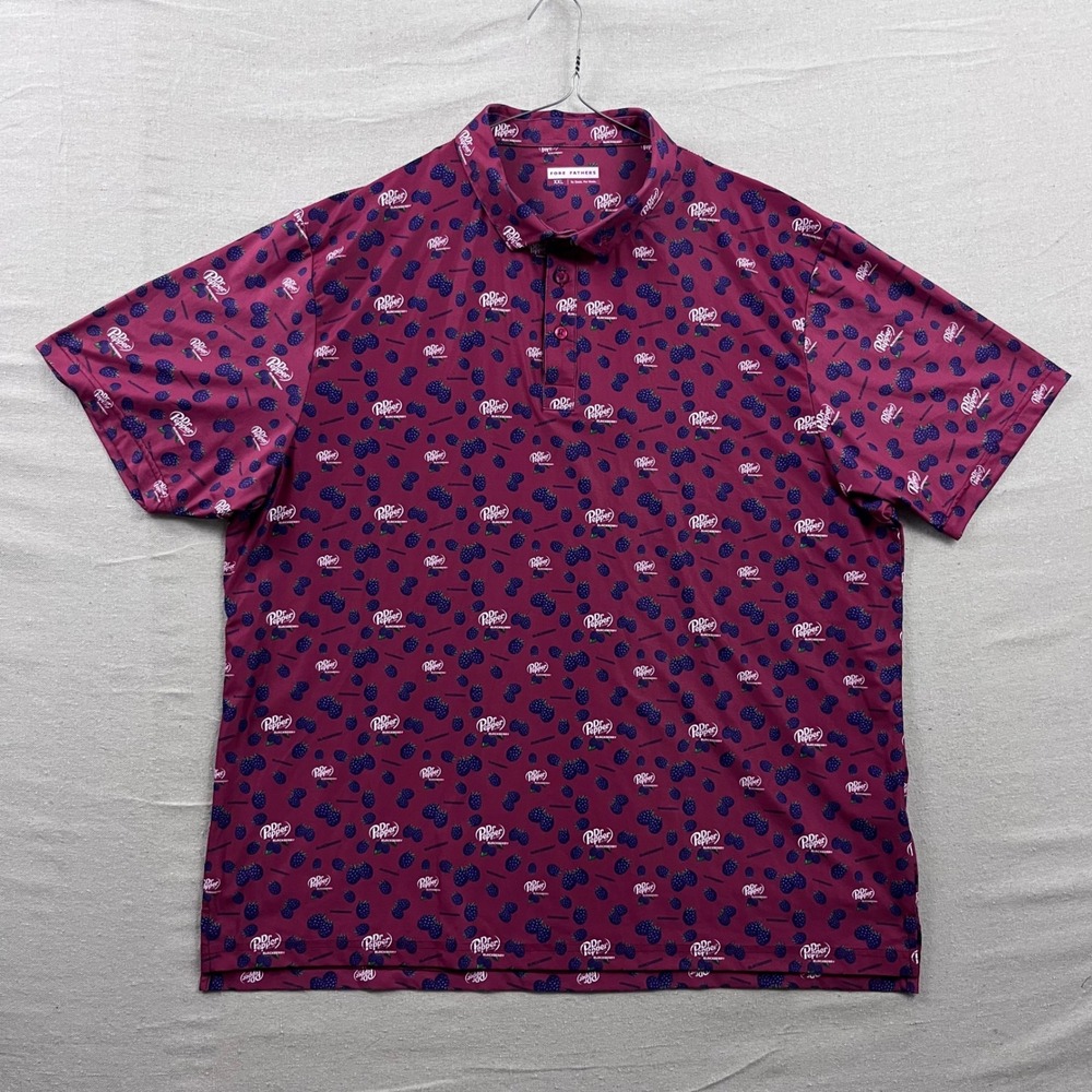 Fore Fathers Polo Shirt Mens XXL Maroon Dr Pepper Blackberry Performance Logo